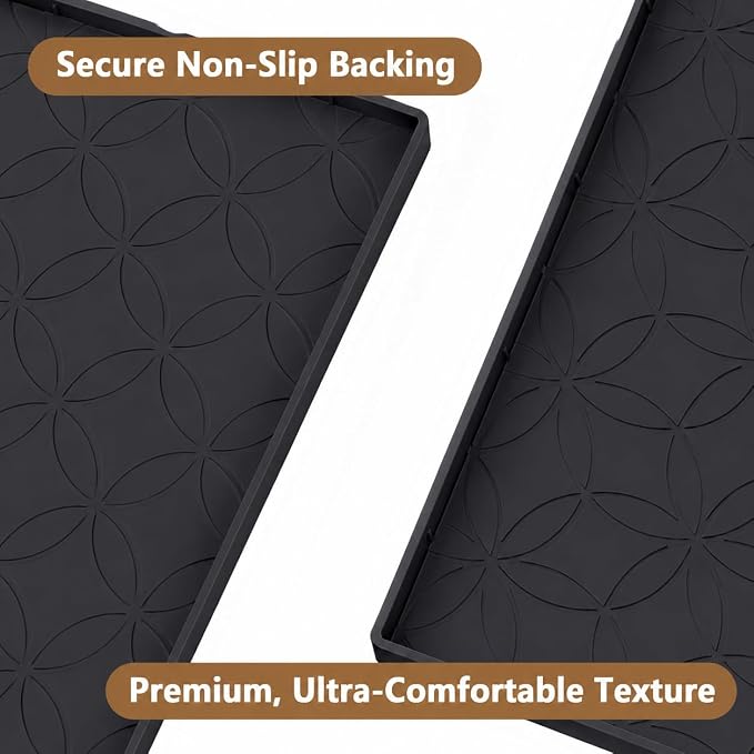 34"x22" Waterproof Cabinet Protector Silicone Under Sink Tray(Black) | Thick Silicone Under Sink Drip Tray with Protective Lip, Flexible Anti-Slip Mat for Kitchen, Bathroom, Laundry & RV