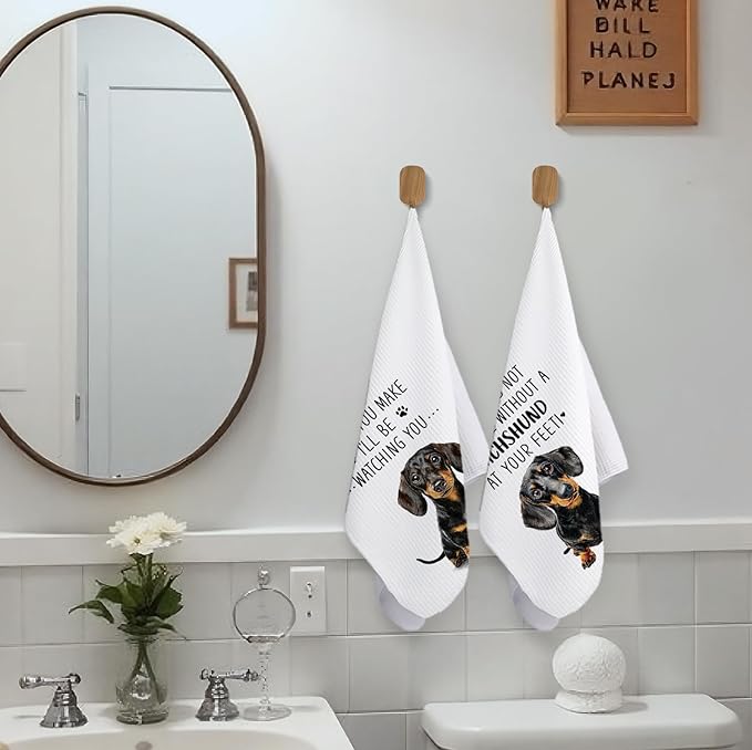 Chef Dachshund Kitchen Towels Set of 2, Dog Mom Gifts for Women Dachshund Hand Towels, Gifts for Dachshund Lovers, 16x24 Inch