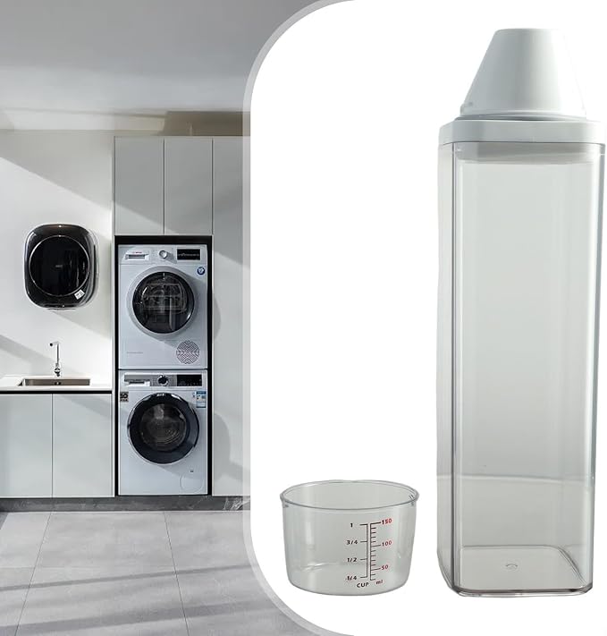 Laundry Detergent Container 1900ml Airtight Powder Storage Box with Measuring Cup Leak for proof Dispenser for Liquid Soap Cleaning Supplies Large Capacity Kitchen Organizer(1500ml)