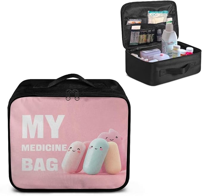First Aid Kit Bag Empty Pink Color-Coded Emergency Medical Pouch for Hospitals Schools and Home Use Constructed with Tear-Resistant Fabric