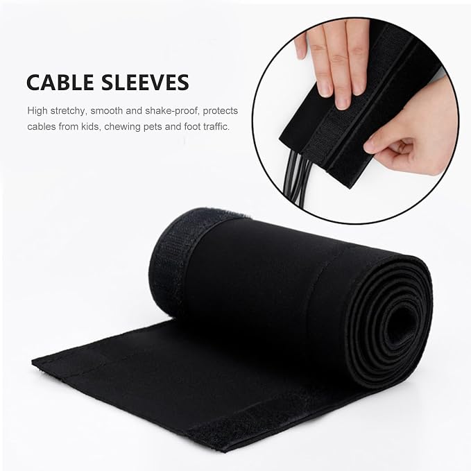 SEWACC Flexible Cable Management Sleeve Cord Organizer for Computer and Tv Wires Portable Cable Protector Wrap for Home Office Desk Pet-Resistant Cord Hider for Neat Wire Storage