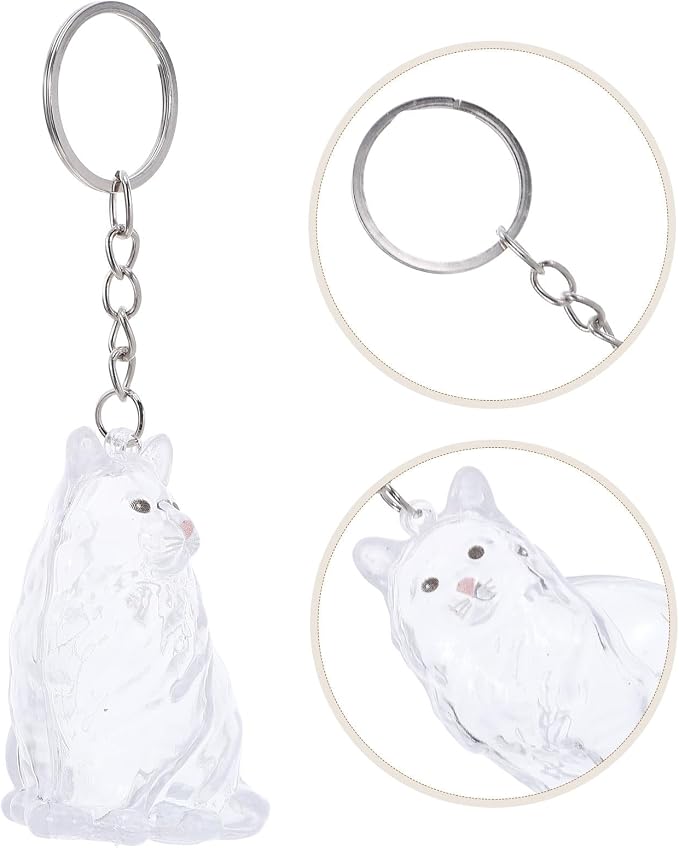 Outanaya Cat Hair Keepsake Cat Shaped Storage Box Keychain Abs | Portable View Capsule, Cute Memorial Organizer for Pet Hair, Home Use and Travel, Stylish Accessory