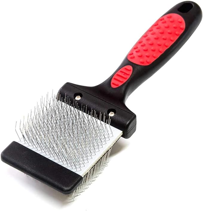 Ryan's Pet Supplies Paw Brothers Double Sided Soft Flex Slicker Brush, Professional Grade, Angled Stainless Steel Pins, Comfort Grip, Flexible Head, Large