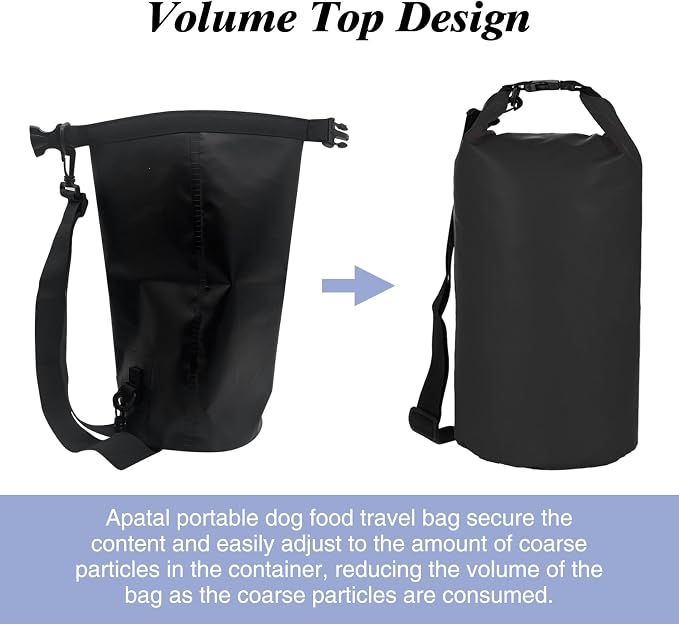 Dog Food Travel Bag, 20L Large Pet Food Travel Storage Bag with Shoulder Strap Waterproof Portable Puppy Feeder Container Food System to Keep Food Fresh for Camping Hiking-Black