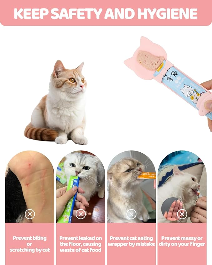 5 PCS Cat Food Can Covers Lids Set, Silicone Pet Food Can Lids with Multi-Function Cat Food Spoon and Opener, Cat Bar Squeezer, Stainless Steel Wet Food Spoon for Cats and Dogs (Pink) (Flower Pattern)