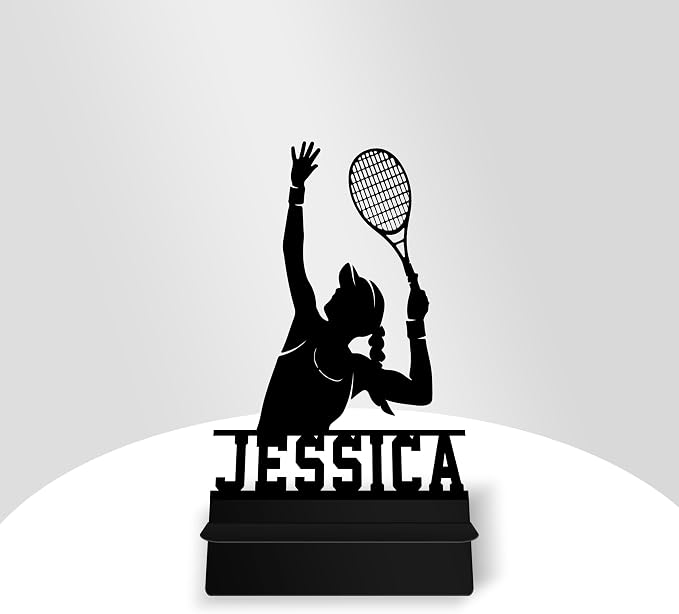 Personalized Tennis Serve Phone Holder, Custom Name Metal Desk Stand, Athlete Accessories Dock, Tablet, Smartphone Display Stands, Gifts for Fans, Sport Lovers, Teens, Christmas