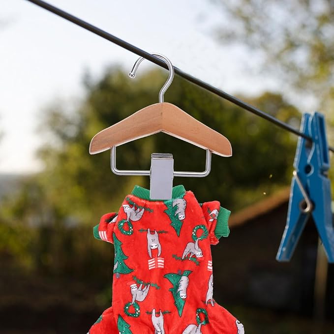 ORFOFE Pet Clothes Hook 2-Pack Wooden Pet Hanger Clip for Cat Clothing Hanger Dog Clothes Hangers Closet Organizer Compact Closet Organizing Hangers for Home and Shop