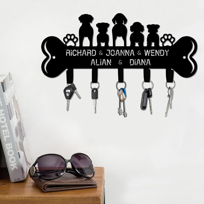 Personalized Dog Leash Holder for Wall, Custom 3D Dog Butt Leash Holder with Name, Hooks for Leashes, Keys, Collars, Christmas Birthdays Housewarming Gift for Pet Lovers (Style-7)