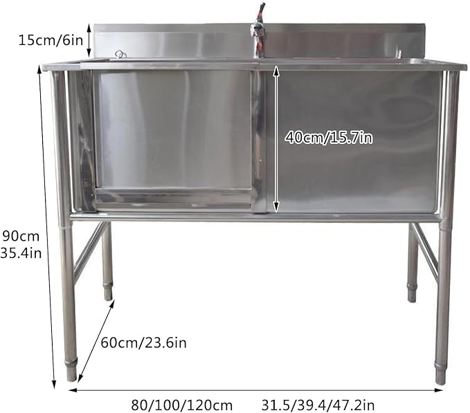 Pet Grooming Tub,Stainless Steel Washing Station for Dogs and Cats,Suitable for Home Use with Various Sizes.Silver-100cm/39.4in