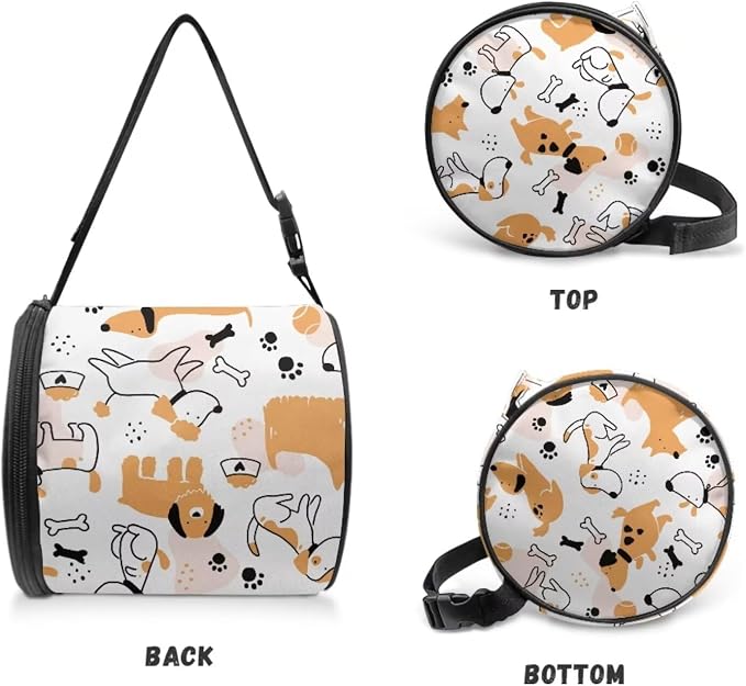 Hanging Paper Tower Holder Wall Mounted Cylinder Toilet Paper Roll Storage Holder with Adjustable Strap Easy to Install 6.3 * 6.3 * 6.3 Inch,Kawaii Puppies