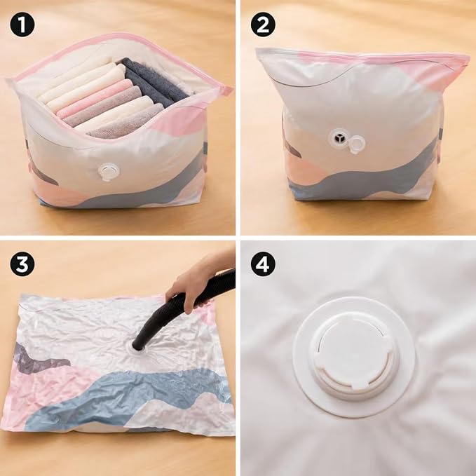 No-Pump Vacuum Storage Bags, Pump-Free Large Capacity Vacuum Storage Bags, Large Vacuum Compression Bags without a Pump for Clothes Bedding Comforters Off-Season Gear (2, L 39×31×15")