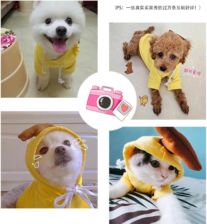 Pet Clothing Dog Transformation Shaped Hoodie (Yellow Banana,2XL) | Autumn and Winter Warm Small Large Dog Method Dou Cat Clothes For French Bulldog Chihuahua Pug Boston Terrier Dachshund