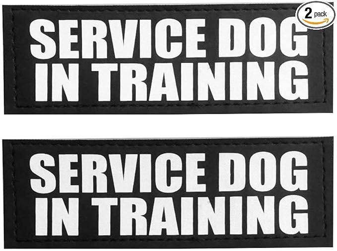 Fairwin Service Dog in Training Dog Patches, Reflective and Removable Dog Tags for Service Vest Dog Harness