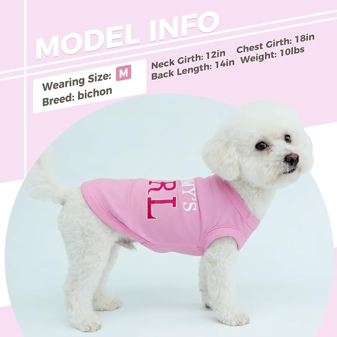 BINGPET Mommy's Girl Dog Shirts,Soft Cotton Puppy Tshirt,Breathable Lightweight Dog Costumes Tank Top Vest,Machine Washable Stretchy Clothes for Small Medium Large Dogs Boy Girl (S)