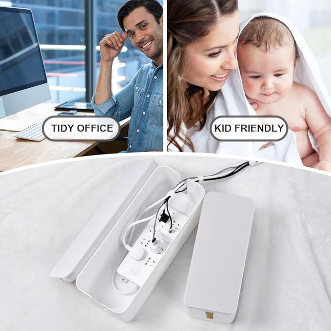 Tuwechen Cable Management Box, 2 Pack Cable Organizer for Surge Protector