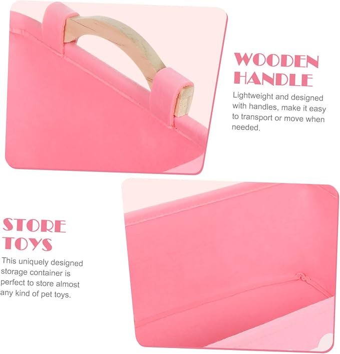 Pink Felt Pet Storage Box with Handles Lightweight Dog Basket Organizer for Home Decor Compact and Portable Pet Container for Daily Tidiness