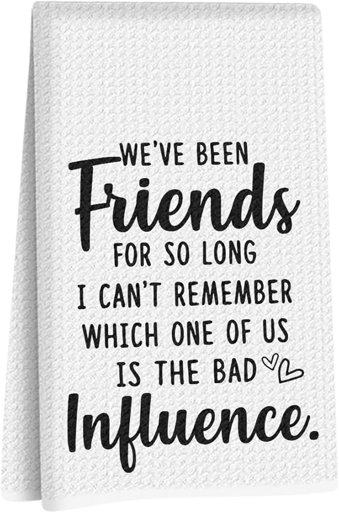 Hanamiya Na Funny Sarcastic Friend Gifts Kitchen Towels 24x14 Inch, Humorous Friendship Gift Reusable Dish Towels for Kitchen Decor, Waffle Weave Absorbent Hand Towel, BFF Gifts for Women Friend