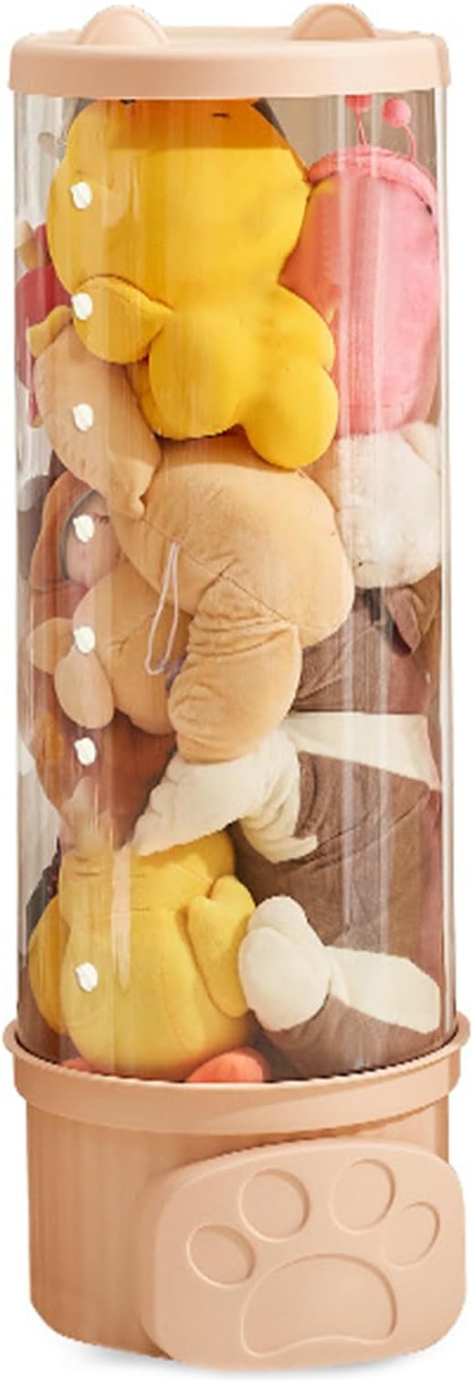 Aramox Doll Storage Bucket, Transparent Plush Toy Storage Container with Lid, PP PET Thickened Toy Box, Space Saving Organizer for Kids Room Nursery Bedroom (Medium)