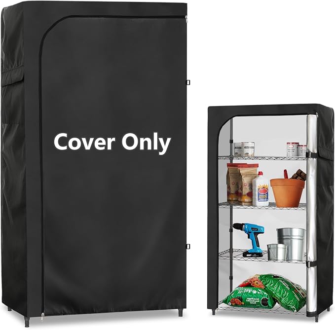 Rileytee Wire Shelf Cover,Heavy Duty 600D Dustproof Waterproof Shelf Covers for Wire Shelving,Outdoor Storage Rack Cover for Wire Rack with Zipper,Black,36"W x 16"D x 72"H