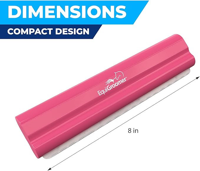EquiGroomer Deshedding Brush, 8-Inch for Horses and Large Pets, Pink, Removes Loose Dirt, Hair, and Fur, Professional Undercoat Grooming Tool