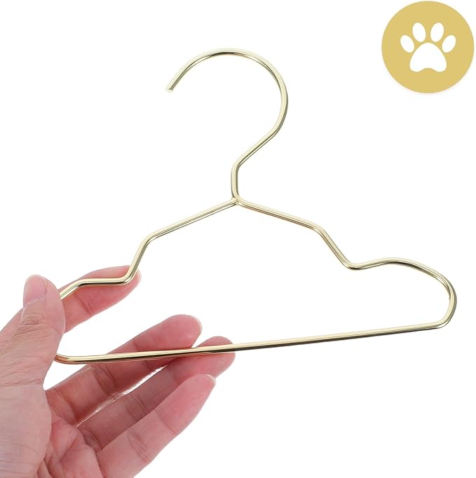 GALPADA Pet Clothes Hangers Closet Organizer 10pcs Golden Metal Anti-Slip and Easy to Carry Small Dog and Cat Hangers Gift for Friends with Pets
