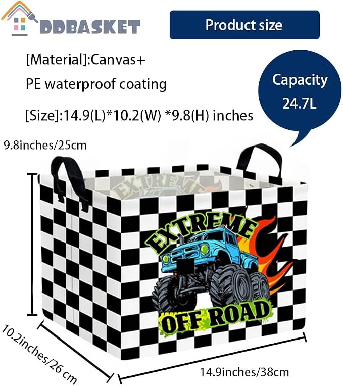Rectangle Car Basket Cute Storage Bin Fish Box for Room Decor Gift Basket(Grid Car)