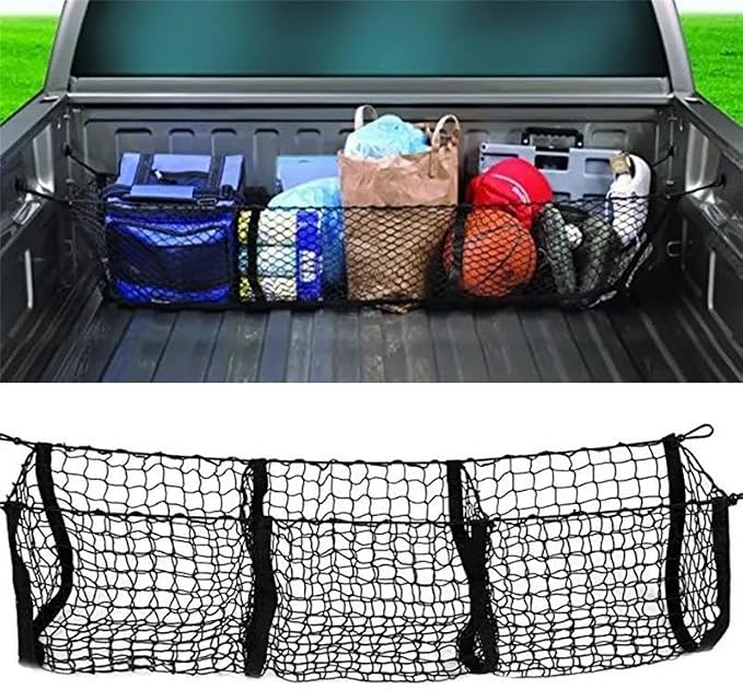 Car Nets Cargo Net Trunk Bed Organizer Mesh Storage Net Truck Accessories Bed Grocery Holder For SUV Car Pickup Truck Bed Cargo Net (Black)