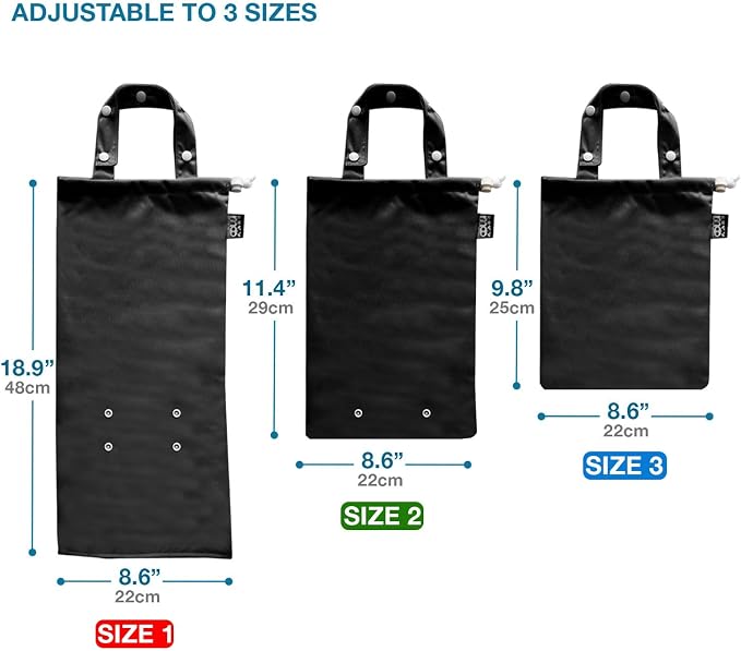 Waterproof Car Trash Bag Reusable Portable Garbage Can with Drawstring Top Adjustable Hanging Strap Leakproof & Washable for Cars SUVs & Trucks (Black)