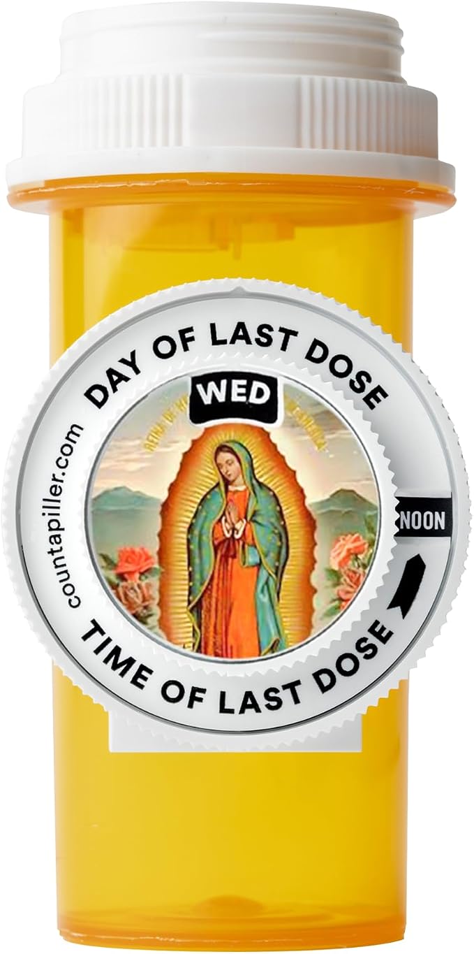 Track, Remind, & Organize Pills. Medication Compliance. Optimize Your Dosage & Stay On Top of Prescriptions AM/PM - Daily & Hourly (Virgen de Guadalupe) Pill Medication Organizer Tracker
