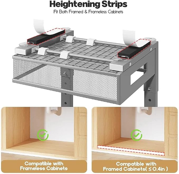 Under Sink Organizer, 2-Tier Dual Pull Out Cabinet Organizer Drawers With Smooth Circular Rail,Large Capacity Metal Mesh Sliding Shelves For Bathroom& Kitchen Storage,Height Adjustable–Gun Gray,1 Pack