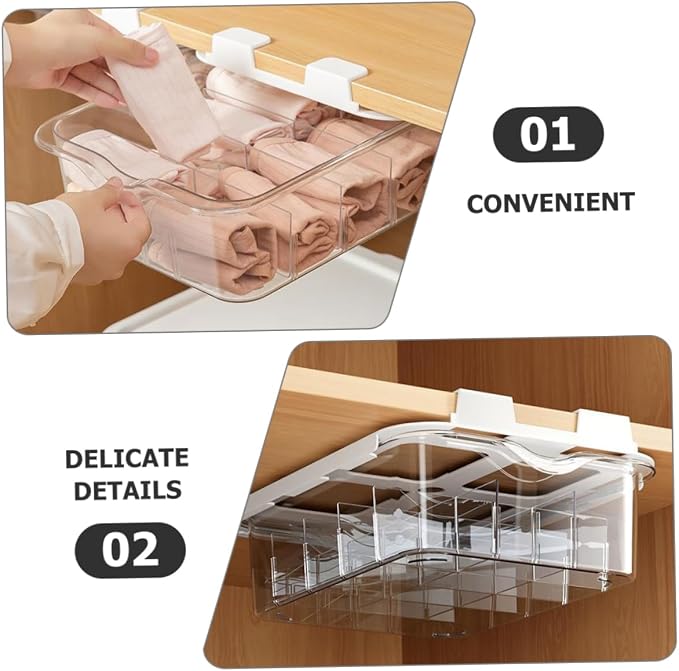 VOSAREA Drawer Organizer Box 15-Grid PET with Lid for Socks