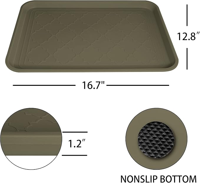 WATANIYA PET Boot Tray for Entryway Indoor, Heavy Duty Shoe Mat Tray 2 Packs, 16.7"x12.8" Waterproof Mat with Raised Edge, Outdoor Multi-Purpose for Boots, Shoes, Garden