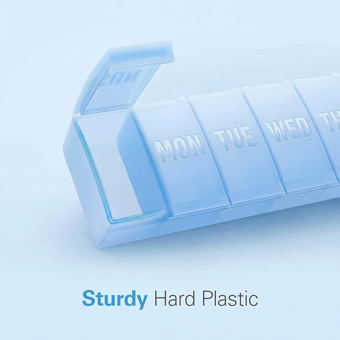 Barhon Large Weekly Pill Organizer, Big Vitamin Organizer Case for 7 Day, Travel Medicine Pill Box to Hold Various Supplements and Fish Oil, Sky Blue