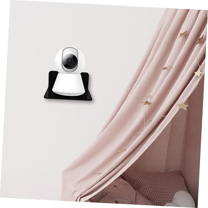Toddmomy 3pcs Monitor Mount with Floating Wall Shelf for Speaker and Security Camera Easy Installation Cable Management Design Black Color for Nursery and Home Use