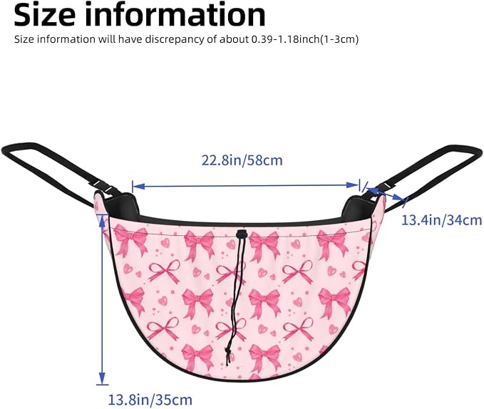 Pink Bow Heart Car Seat Organizer Backseat Storage Bag, Large Waterproof Vehicle Organizer With Adjustable Straps For Gear Essentials, Fits Most Cars