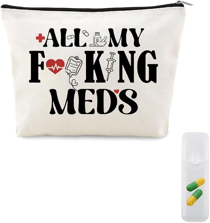 Medicine Storage Organizer Pouch Bag Travel Medication Bag Funny Pharmacist Gifts Physician Assistant Make Up Bags Family Nurse Practitioner Day Gifts for Women Men Cosmetic and Pill Bags Doctor Pouch