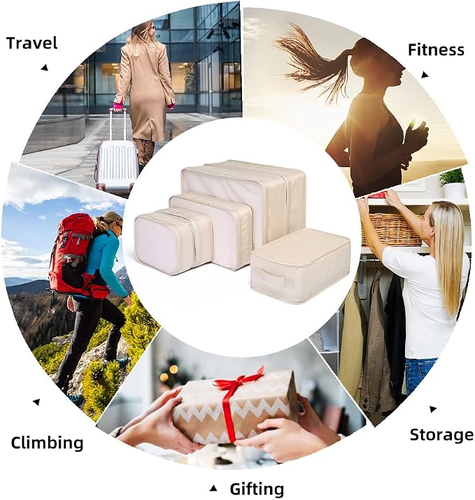 JJ POWER Travel Packing Cubes, Luggage Organizers with Shoe Bag