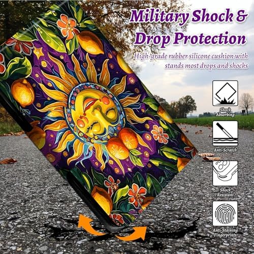 Rotating Handle Case for Samsung Galaxy Tab S8 Plus 2022/S7 FE 2021/S7 Plus 2020 12.4 Inch, 360 Degree Swivel Kickstand with Magnetic Closure Leather Protective Cover, Sun Lemon