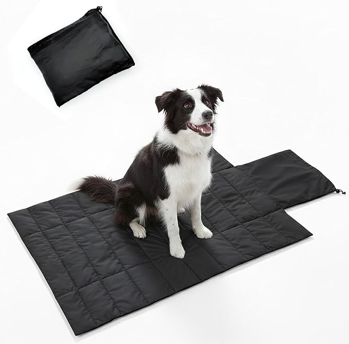 Portable Dog Crate Pad, Water-Resistant Foldable Pet Sleeping Mat, Cool Touch Summer Dog Bed for Outdoor Travel Camping & Indoor Use, Washable Black Kennel Pad (39"x28")(Black