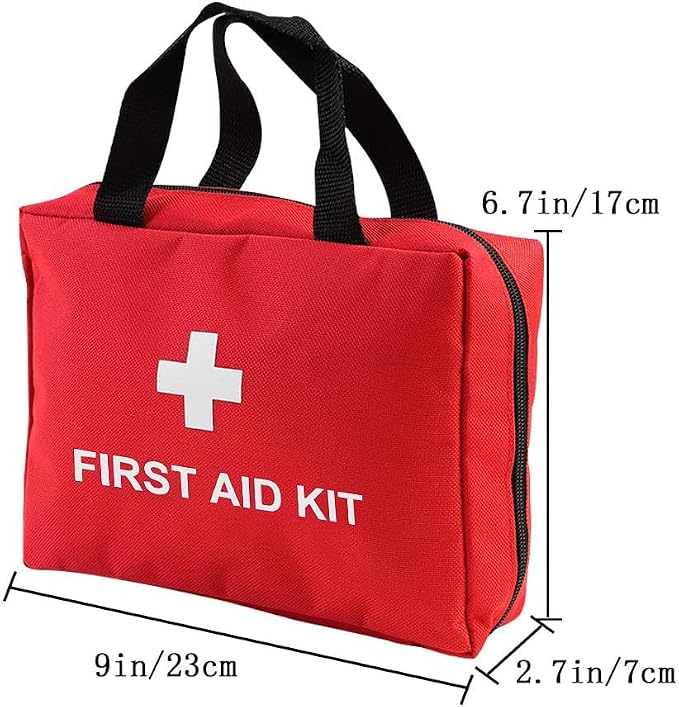 2 Pack Nylon First Aid Empty Kit,Compact and Lightweight First Aid Bag for Emergency at Home, Office, Car, Outdoors, Boat, Camping, Hiking(Bag Only) (2 Pack Red With Handles)