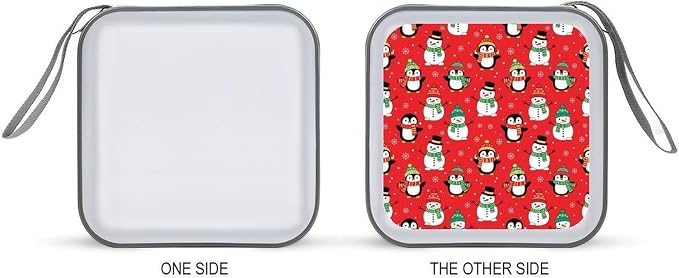 Protective 40-Capacity CD Organizer Christmas Cute Penguin Snowman Red, Hard Case Storage Binder with Zipper, Portable Wallet for Car Home Office