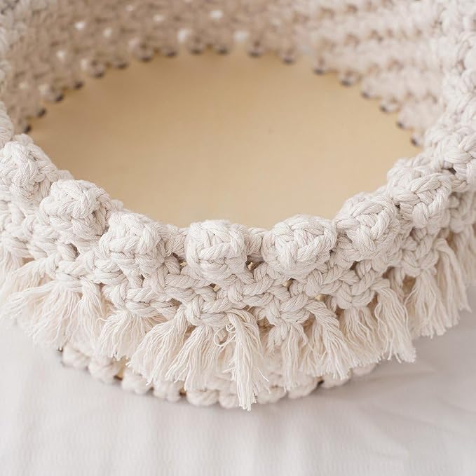Cotton Rope Woven Baskets Decorative Storage Basket for Organizing, Small Basket for Cat/Dog Toy Bin, Bathroom Shelves