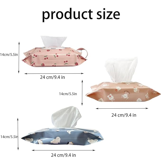 3 Pack Baby Wipes Dispenser,Reusable Portable Wipe Holder,Travel Wipes Pouch Baby Wipes Containe,Wet Wipe Bag for Baby or Personal