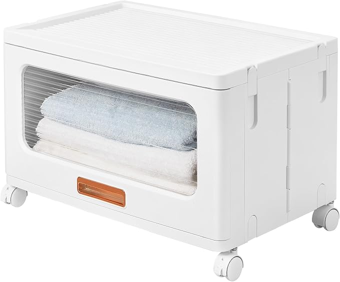 VECELO Plastic Storage Cabinet with Drawers, Stackable Storage Bins with Wheels, Waterproof Bathroom Storage Organizer, Multi-Tier Storage Drawers for Bedroom, Living Room, Kitchen, Large 1-Tier