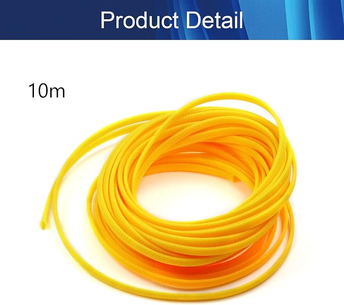 Jutagoss PET Expandable Braided Cable Sleeve, 32.8ft - 1/4 inch Yellow Cable Management Sleeve, Wire Loom Tube Cord Protector for USB Cable, Power Cord, Audio Video and More, 1Pc