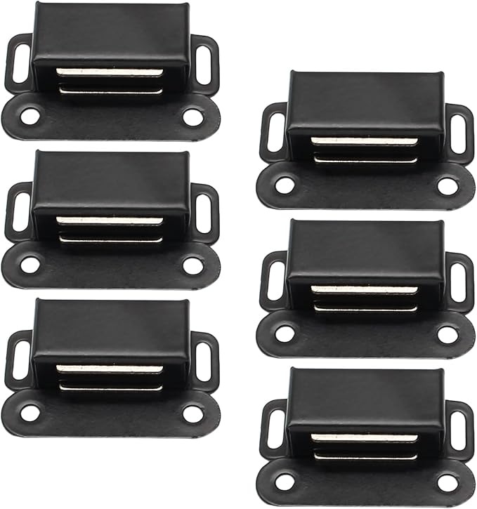 6Pcs Cabinet Door Magnets Catch, Black | Magnetic Shutter Hardware, Drawer Magnet Latch, For Closure Cupboard Closet Bathroom