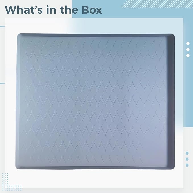 Under Sink Mat, Silicone Waterproof Cabinet Liner 22 x 19 x 1 in, Large Spill Protection Drip Tray with 1 in Raised Edge, Easy to Clean Gray Shelf Liner for Kitchen, Bathroom, Utility Room