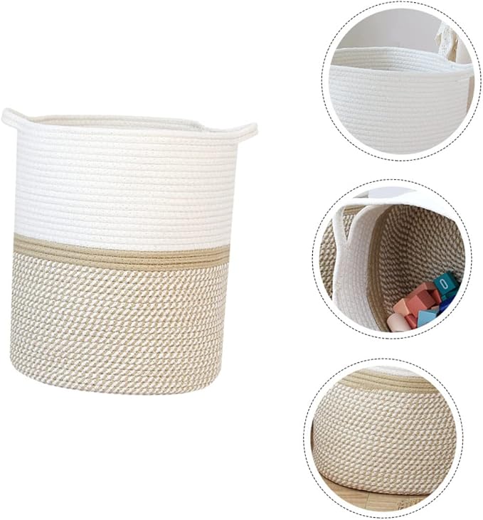 MERRYHAPY Multifunctional Rope Storage Basket for Pet Toys Laundry and Sundries Stylish Organizer Bin Portable Handle