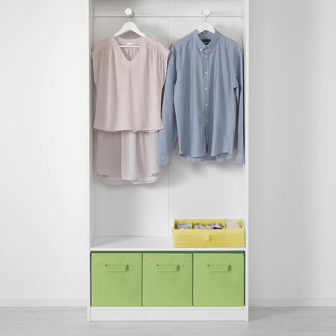 PowerKing Collapsible Storage Cubes, Farbic Storage Bins, Green, 6 Pack | Sturdy, Lightweight, Easy Pull Handle, Closet & Shelf Organizer, Clothes and Toys Storage, 10.5'' x 11'' x 10.5''