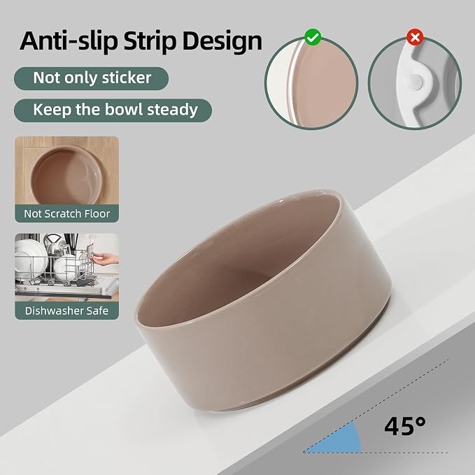 Havniva Ceramic Dog Bowls Elevated, Raised Dog Food Bowl for Large Dogs | 8.3” Elevated Dog Bowls, Non-Slip Wood Stand, Dog Food and Water Bowl Set, Dog Feeding Dish, Large Capacity Pet Water Bowl